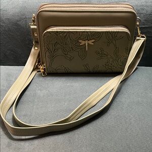 Elegant Olive Green Embossed Crossbody Bag